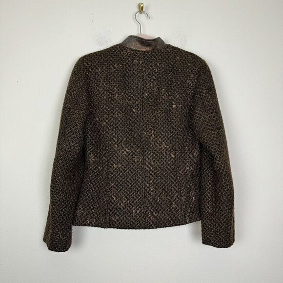 Chico’s Kellina Chocolate Brown Metallic Tweed Zip Front Size 1 Medium /8 - Picture 8 of 8